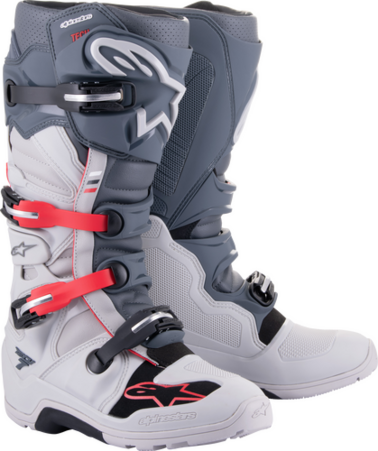 ALPINESTARS TECH 7 MX BOOTS DARK GREY/ LIGHT GREY/ RED