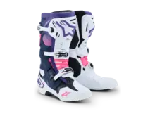 ALPINESTARS TECH 10 MX BOOTS WHITE/VIOLET/NAVY PINK FLUO