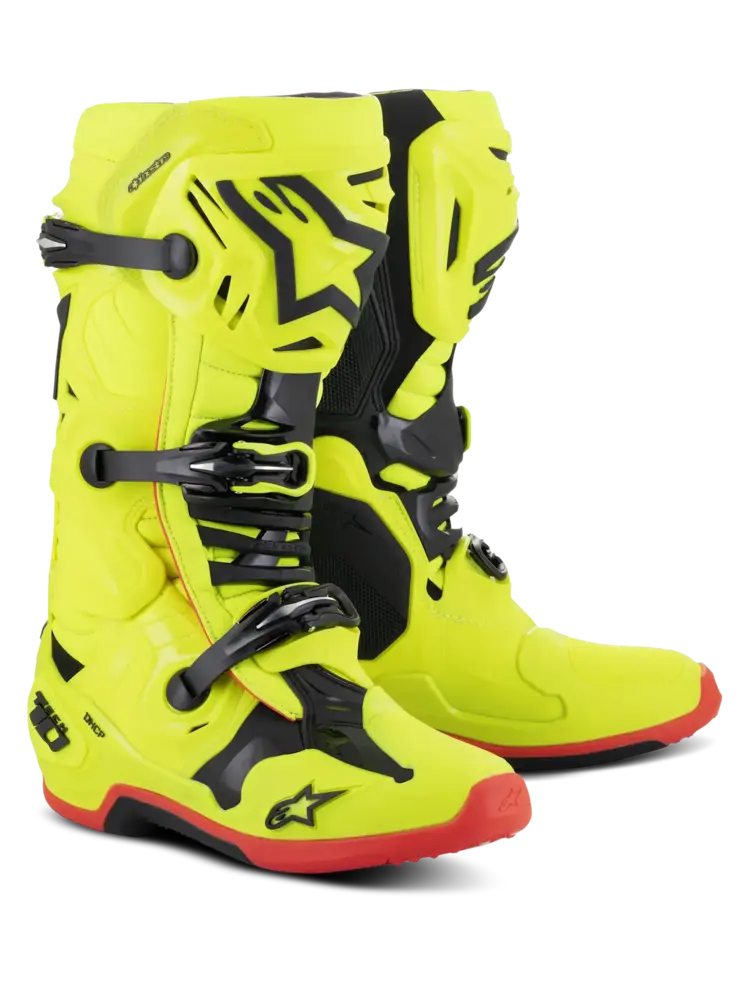 ALPINESTARS TECH 10 MX BOOTS YELLOW FLUO/BLACK/RED FLUO