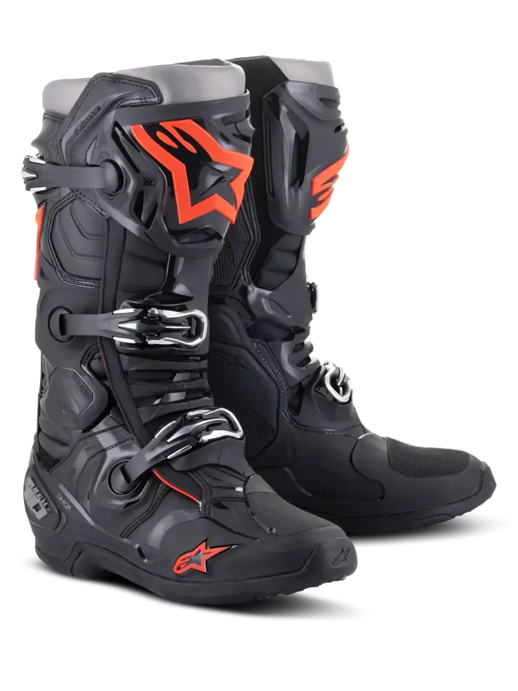 ALPINESTARS TECH 10 MX BOOTS BLACK/ RED FLUO