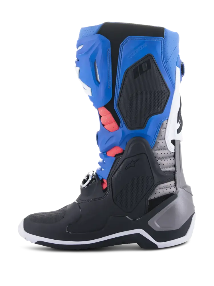 ALPINESTARS TECH 10 SUPERVENTED MX BOOTS BLACK/ENAMEL BLUE/PURPLE/WHITE SZ 8