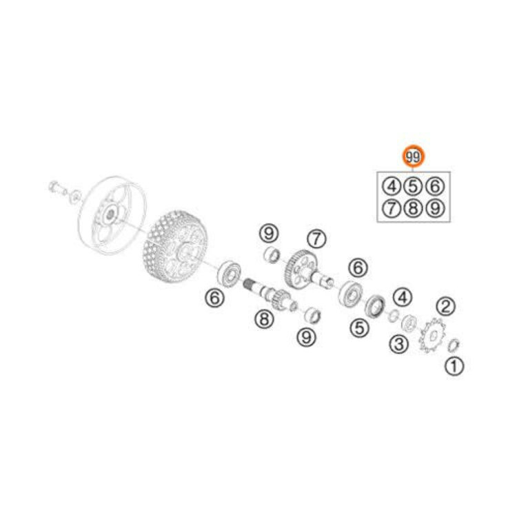 KTM / GASGAS / HUSQVARNA 45233010210 COUNTER SHAFT REPAIR KIT KTM 50SX '14-'25  #99