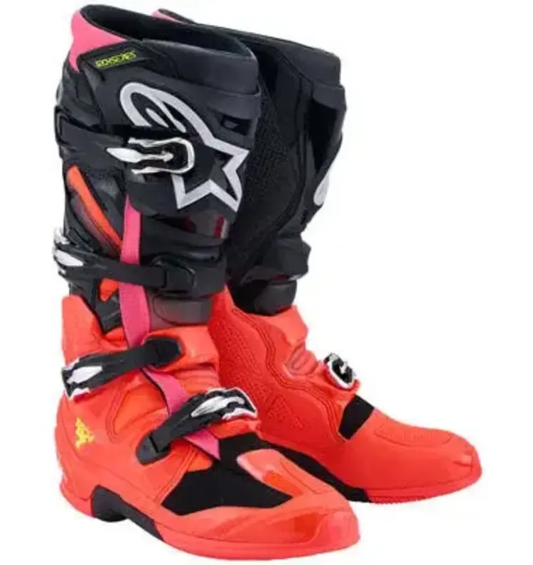 ALPINESTARS TECH 7 MX BOOTS BLACK/RED FLUO/PINK FLUO