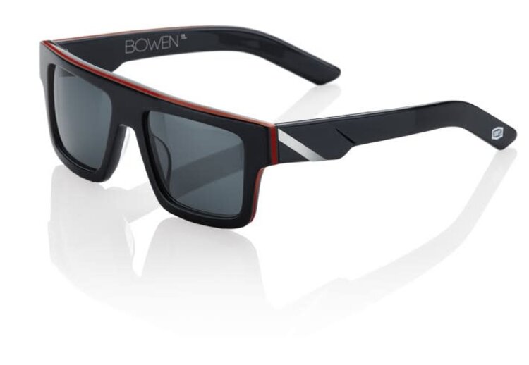 100% 100% - Bowen Sunglasses - Black/Red - Grey Tint