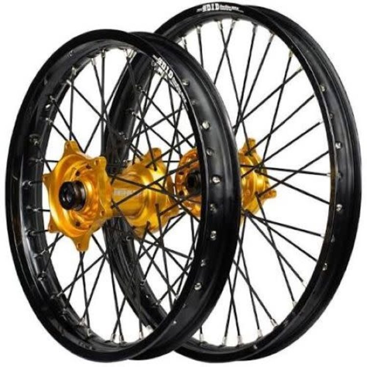 Metrics Metrics Engineering Envy Complete Wheelset - Black/Gold - 19" Front and 16" Rear - KTM/HUSQ/GAS