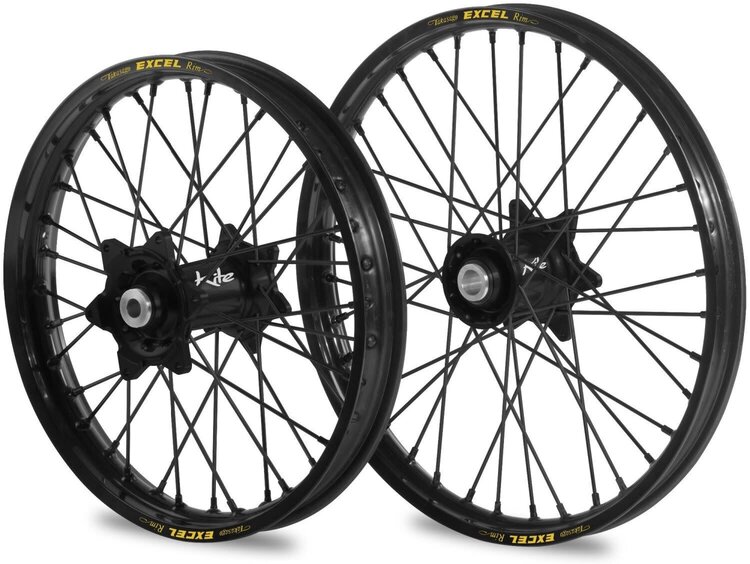 KITE Kite Racing Complete Wheel Set - 19" Rear/21" Front - Excel Signature Rims - KTMHUSQ/GAS 125/250/450 - '23-'26 Black