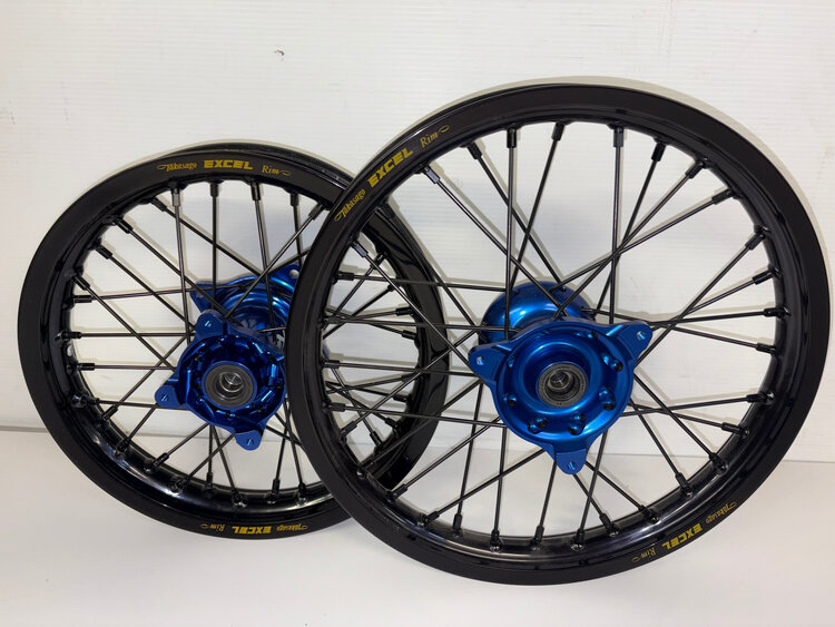 KITE Kite/Excel Complete Wheel Set - 12"Rear/14"Front - Yamaha YZ65 '18-'26 - Blue/Black/Black