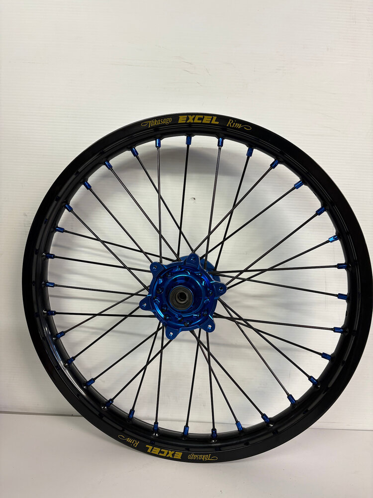KITE Kite/Excel Wheel Set KX85 '01-'27 16"/19" - Blue Hubs/Black Rims/Black Spokes/Blue Nipples