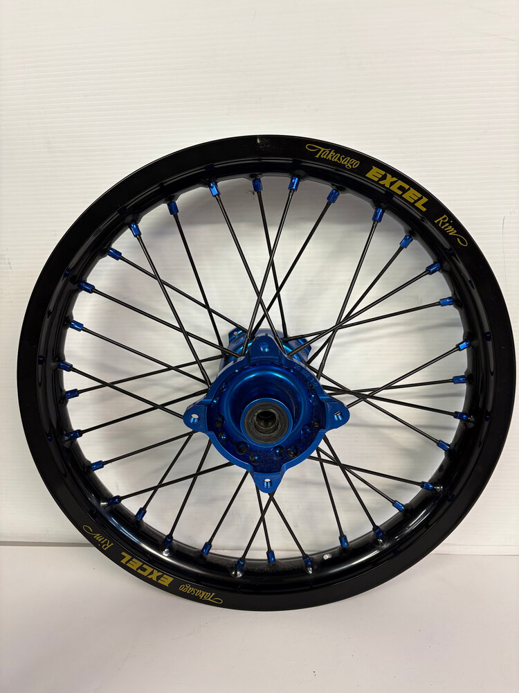 KITE Kite/Excel Wheel Set KX85 '01-'27 16"/19" - Blue Hubs/Black Rims/Black Spokes/Blue Nipples