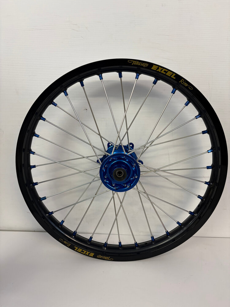 KITE Kite/Excel Wheel Set KX85 '01-'27 16"/19" - Blue Hubs/Black Rims/Silver Spokes/Blue Nipples