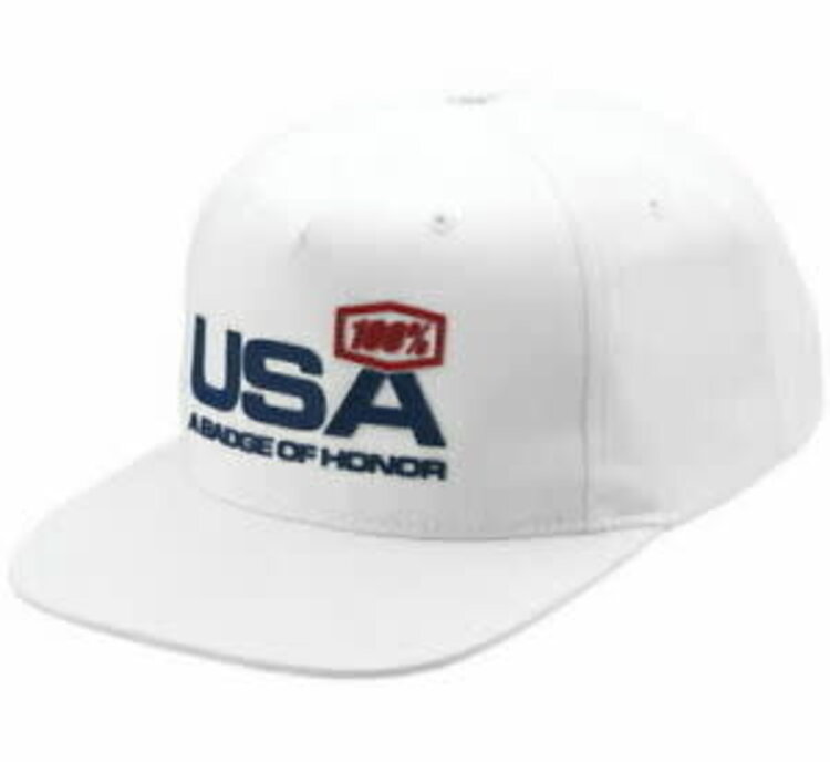 100% 100% - USA Hat - White - SM/MD