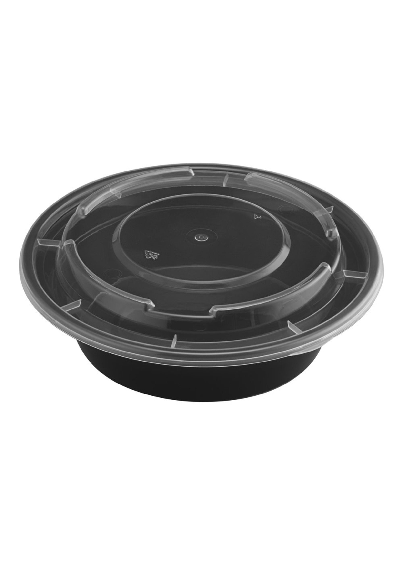 16 oz. 6 Round Black Container with Lid