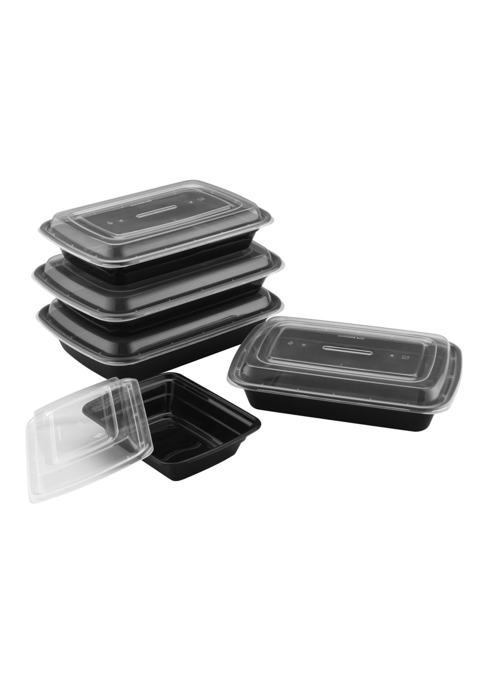 28oz Black Microwavable Food Storage Rectangular Container with