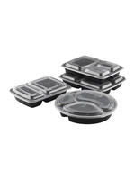 Tiya, Inc. TY-348 - 48oz Square Microwavable Container with Lid 3-compartment, 100 sets