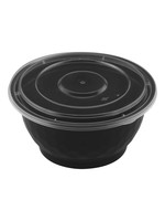 Gladway NB-42 / NBL42 - 42oz Microwaveable Noodle Bowl with Lid, Black, 120 Sets (40/6)