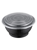 Gladway NB-50 / NBL50 - 50oz Microwaveable Noodle Bowl with Lid, Black, 120 Sets (40/6)