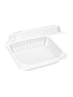 Gladway PR-CH81x3 / PSHCL81 - Clear Hinged PS Container, 8" x 8" 3in Tall, 200pc (200/1)