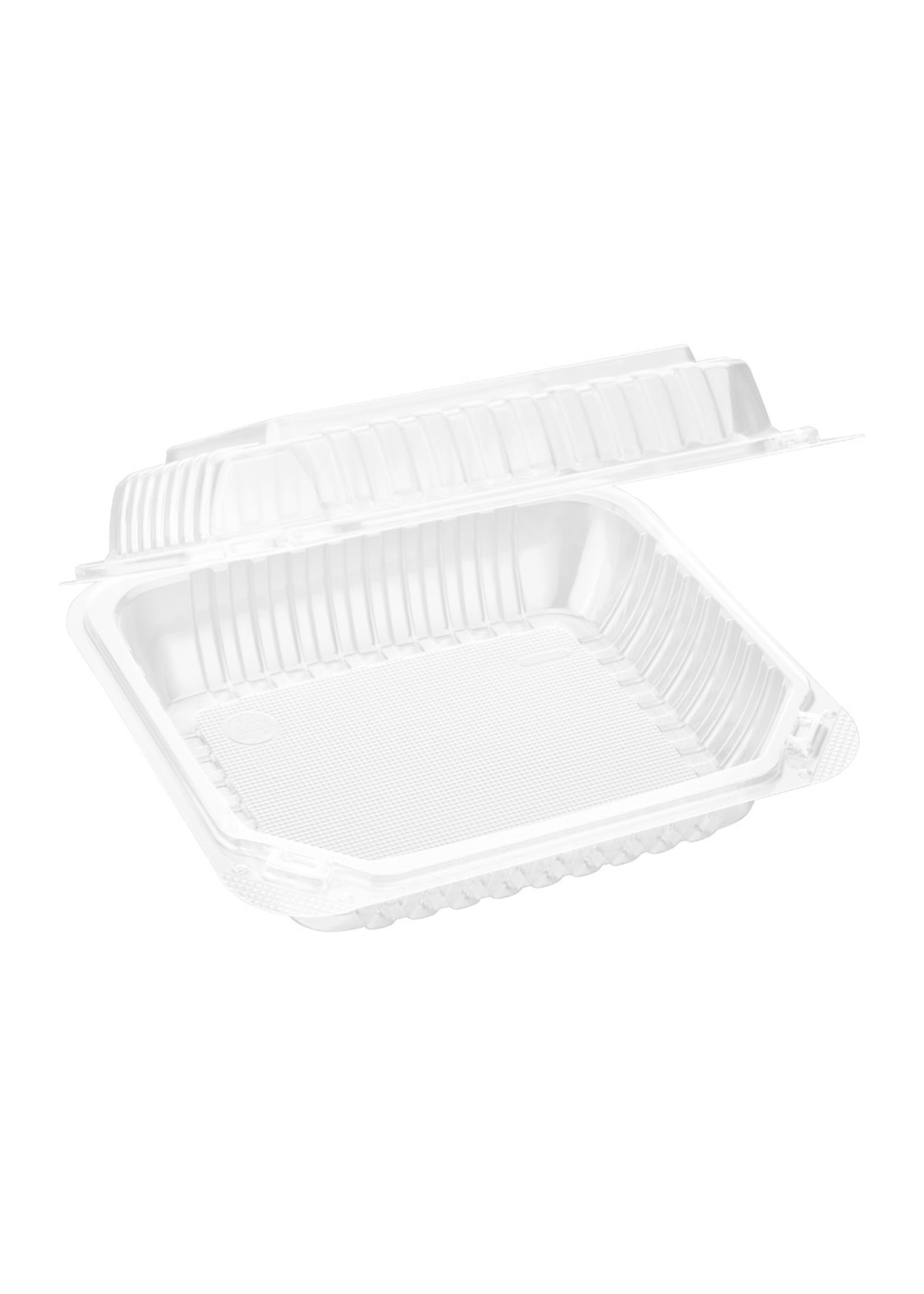 Gladway PR-CH81x3 / PSHCL81 - Clear Hinged PS Container, 8" x 8" 3in Tall, 200pc (200/1)