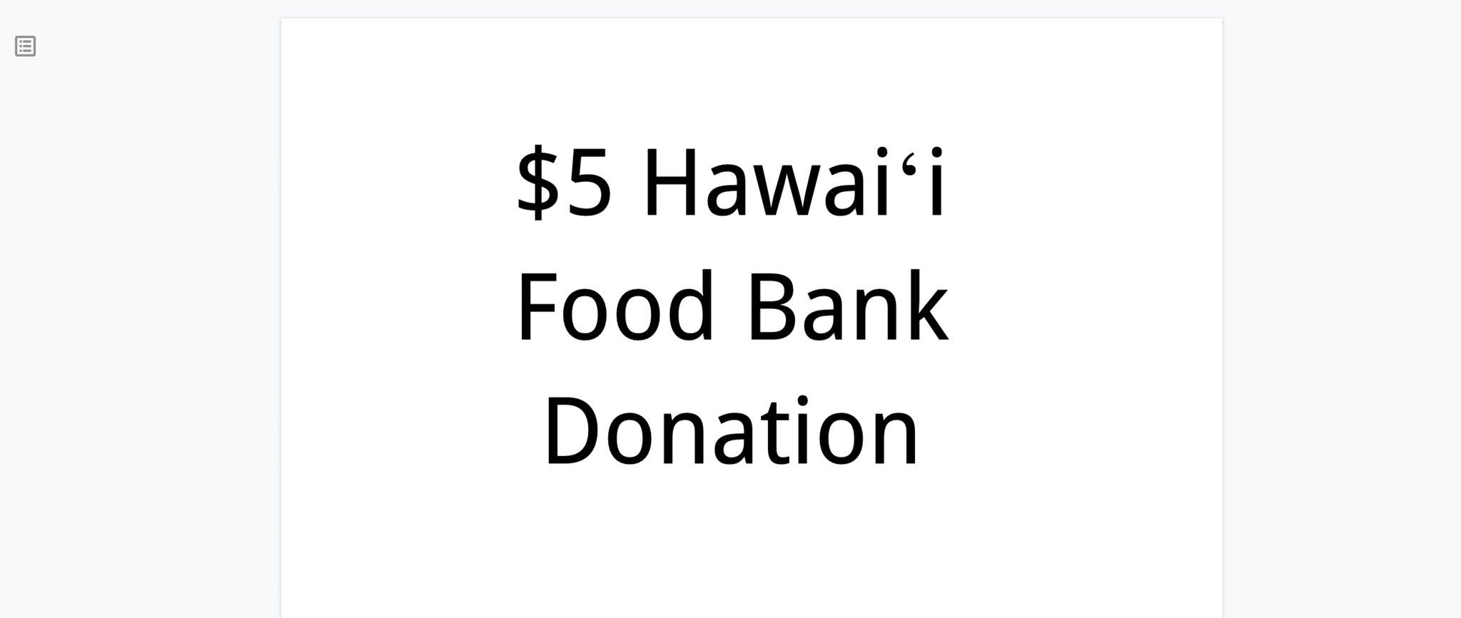 Hawaii Food Bank $5 Donation