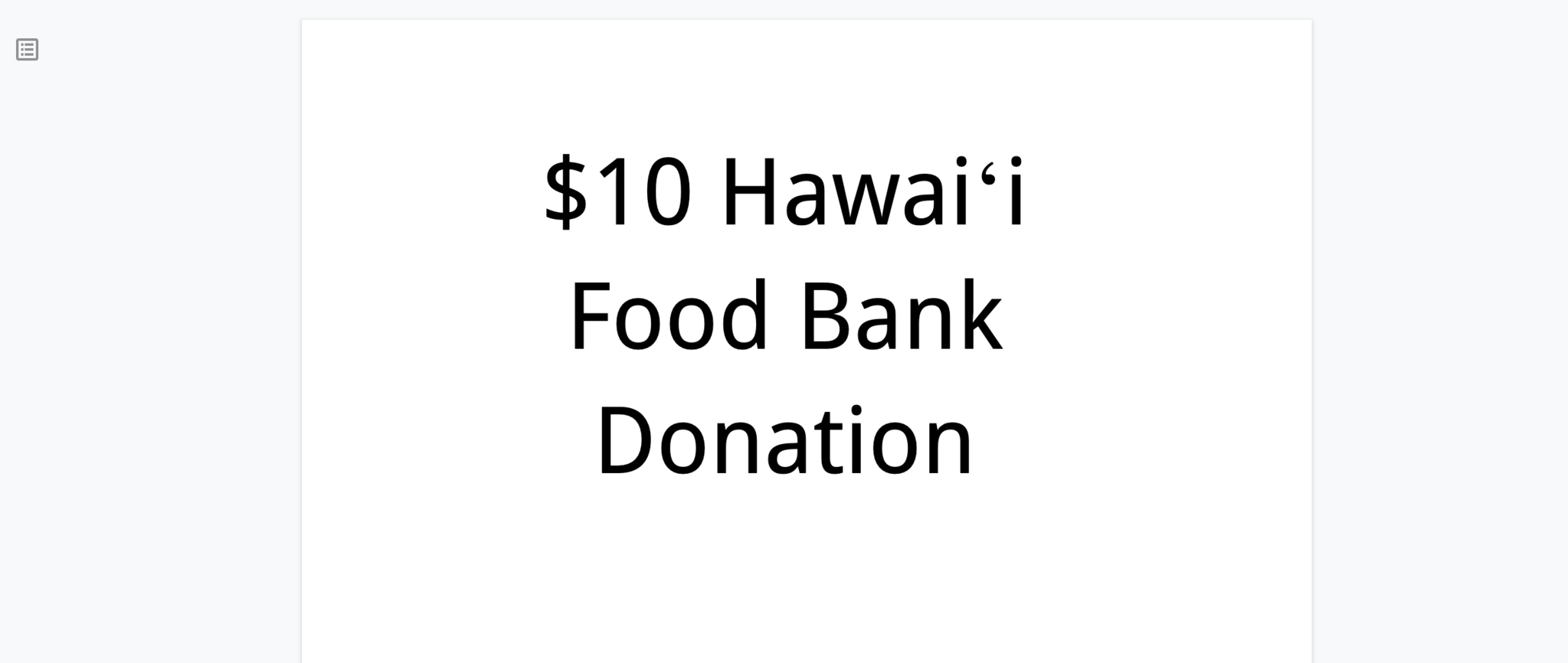 Hawaii Food Bank $10 Donation
