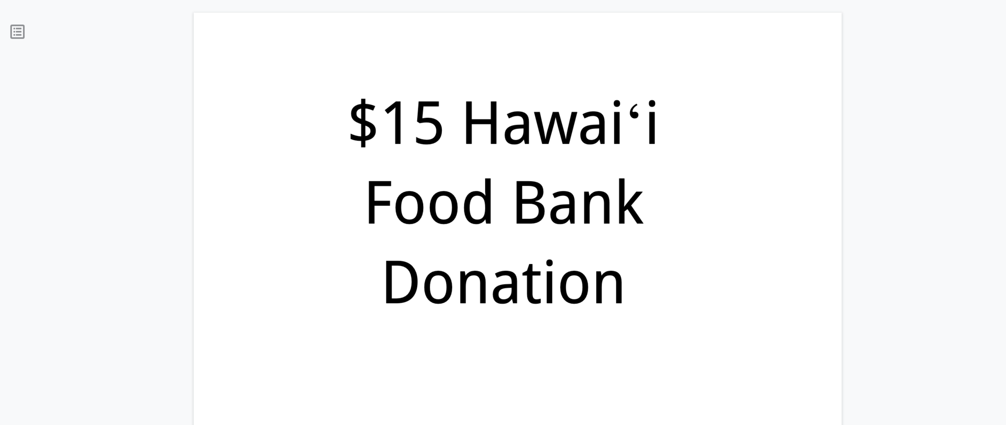 Hawaii Food Bank $15 Donation