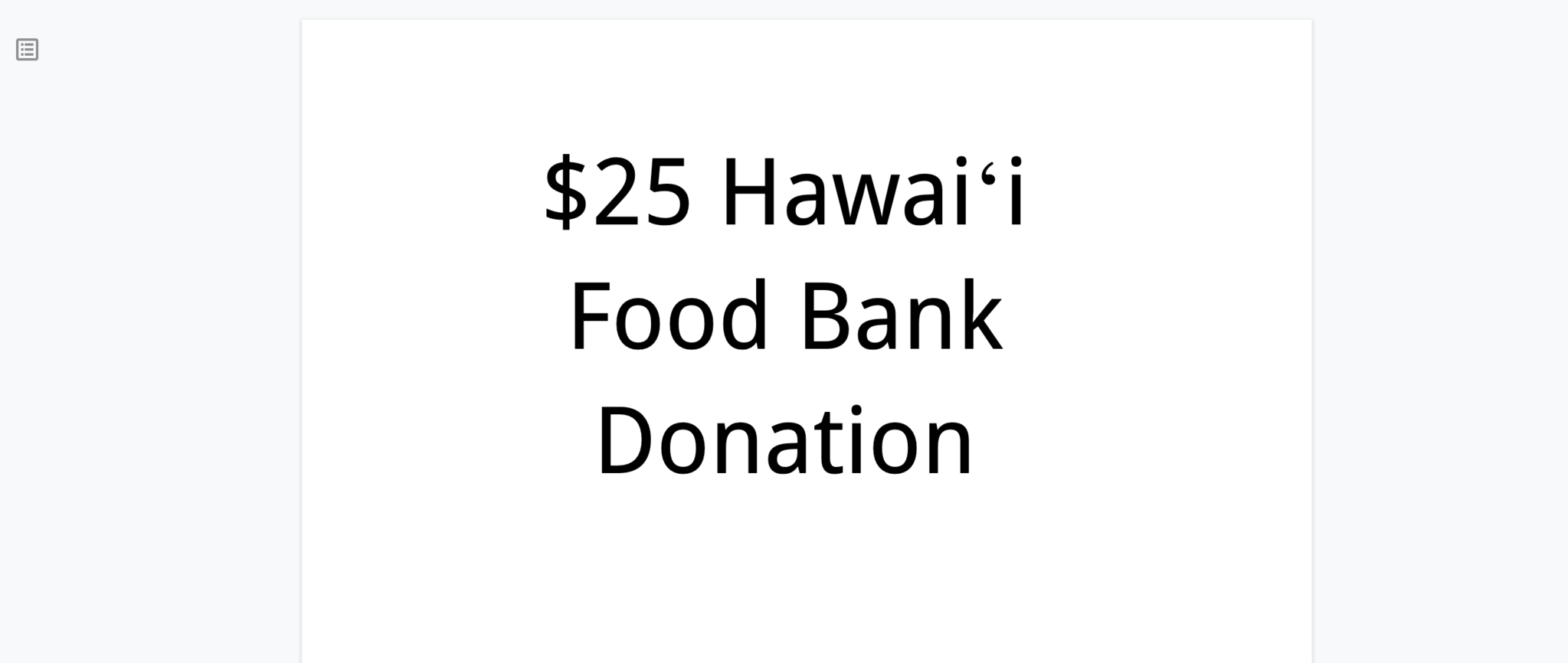 Hawaii Food Bank $25 Donation