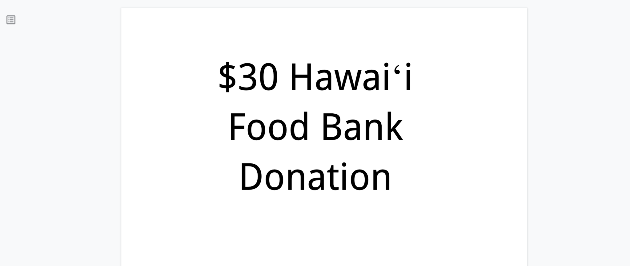 Hawaii Food Bank $30 Donation