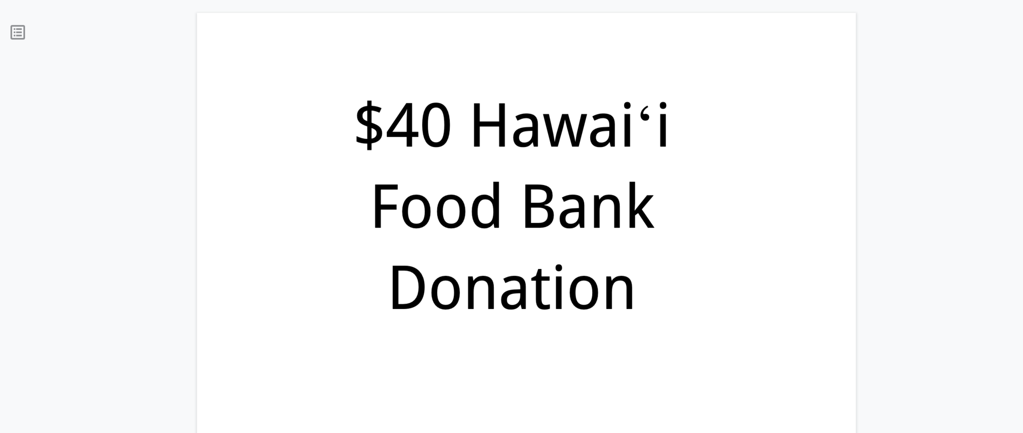 Hawaii Food Bank $40 Donation