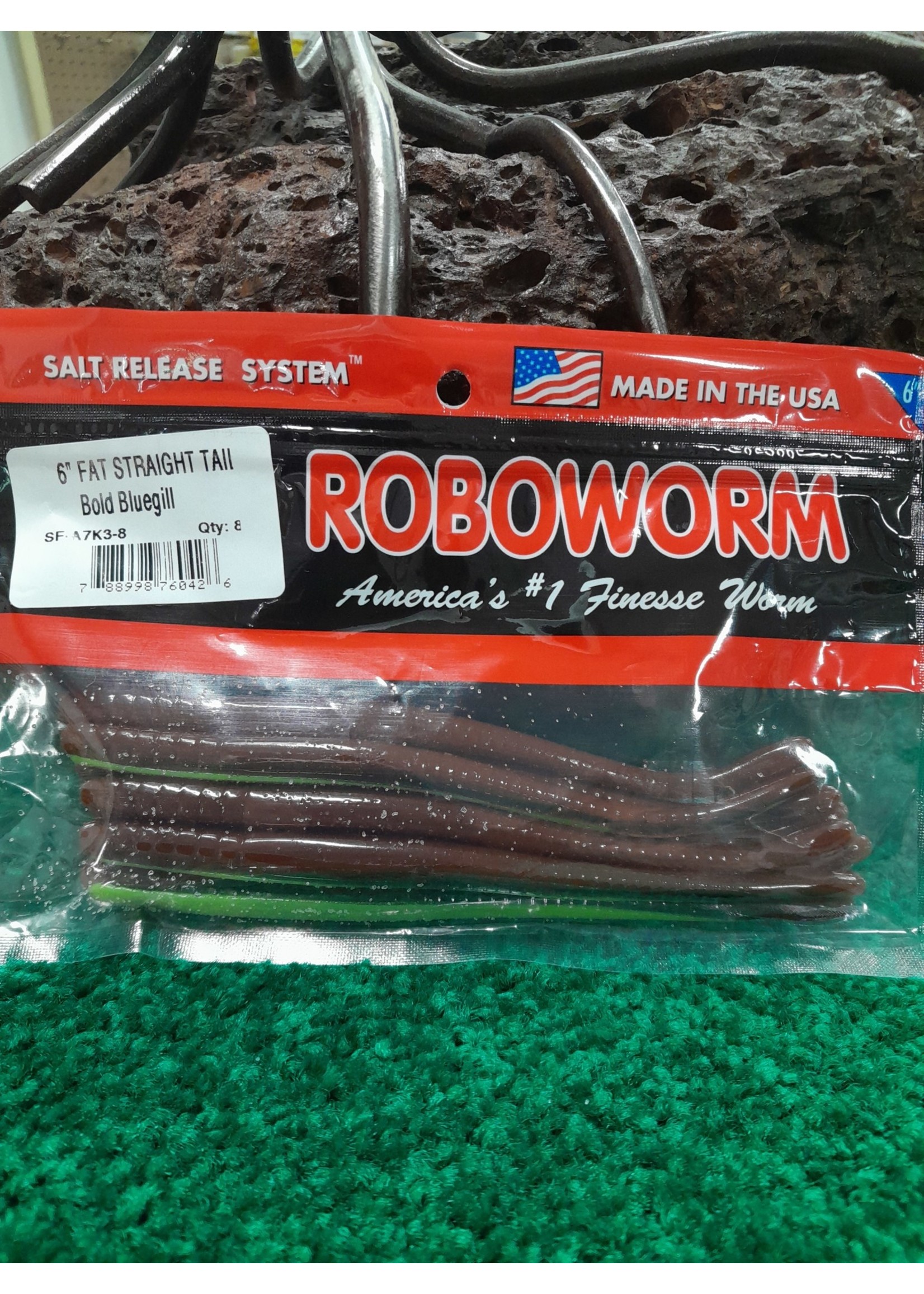 ROBOWORMS 6" FAT STRAIGHT TAIL  BOLD BLUEGILL QTY:8