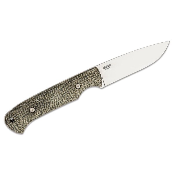 The White River White River Knives Hunter Fixed Blade Knife 3.5" S35VN Stonewashed, Black Burlap Micarta Handles, Leather Sheath (WRHNT-BBL)