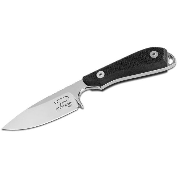 The White River White River Knives M1 Pro Backpacker Fixed Blade Knife 3.25" S35VN Stonewashed, Textured Black G10 Handles, Kydex Sheath (WRM1-TBL)