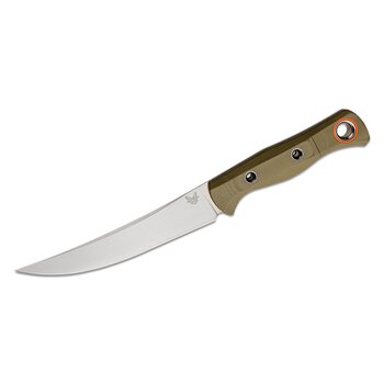 Benchmade Benchmade Hunt Meatcrafter Fixed Blade Knife 6.08" CPM-S45VN Stonewashed Trailing Point, OD Green G10 Handles, Boltaron Sheath - 15500-3