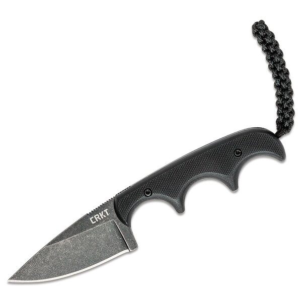 CRKT Columbia River CRKT 2384K Folts Minimalist Fixed Blade Neck Knife 2.16" Black Stonewashed Drop Point Blade, G10 Handles