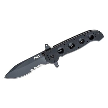 CRKT Columbia River CRKT M21-14SFG Carson Special Forces Flipper Knife 3.875" Black Combo Blade, Black G10 Handles, Liner Lock