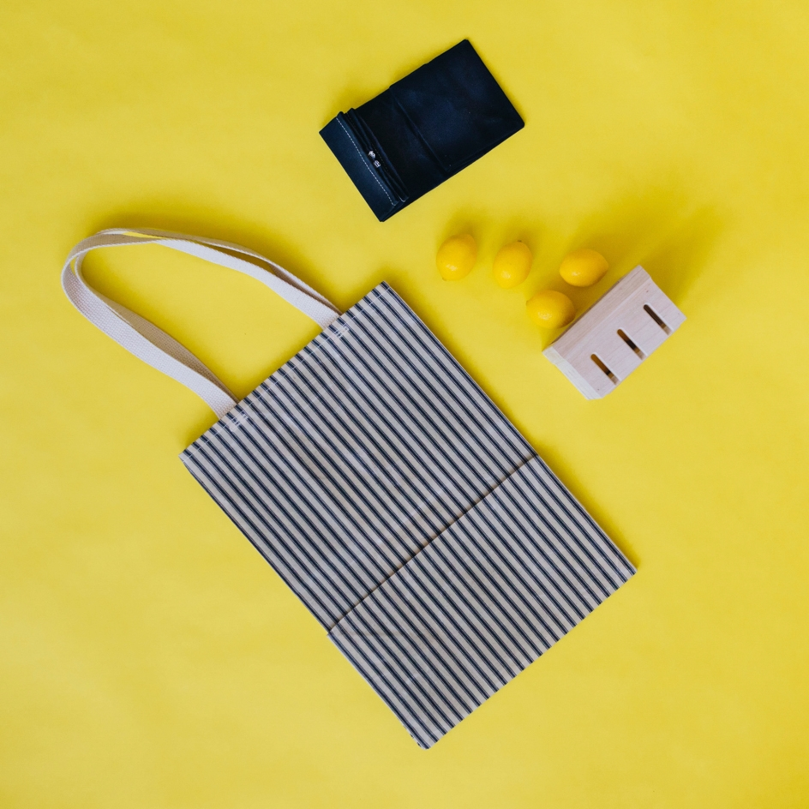 WAAM Industries Eco-Friendly Grocery Tote - Navy Striped