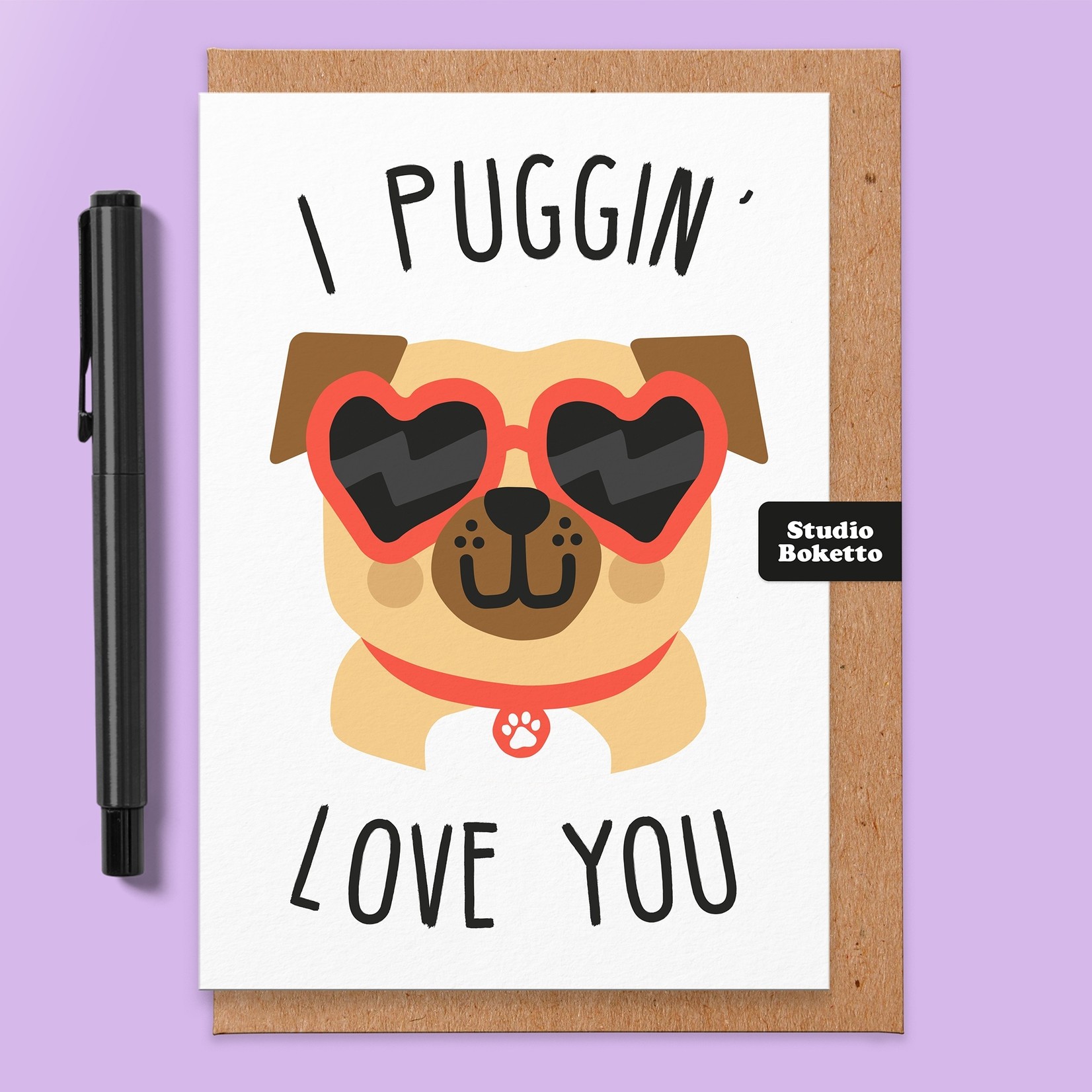 Studio Boketto Puggin' Love You Valentines Card