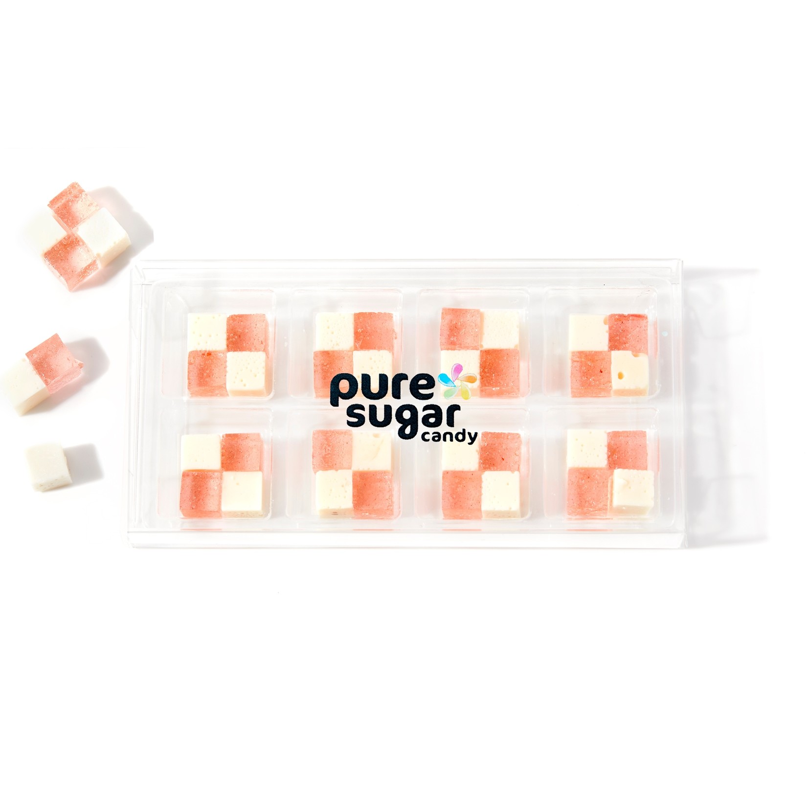 Pure Sugar Candy Strawberry and Cream - Hard Candy Cubes