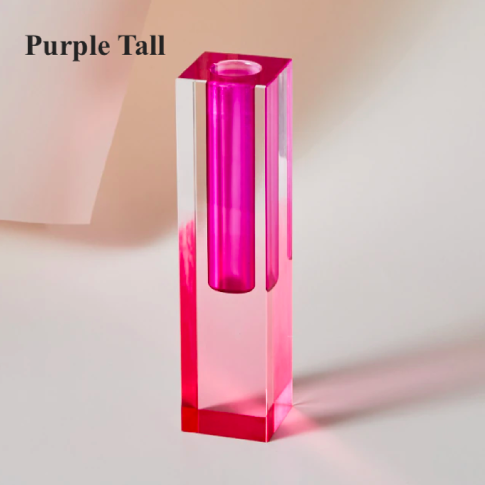 Crystolver Acrylic Crystal Rainbow Color Bud Vase - Purple Tall
