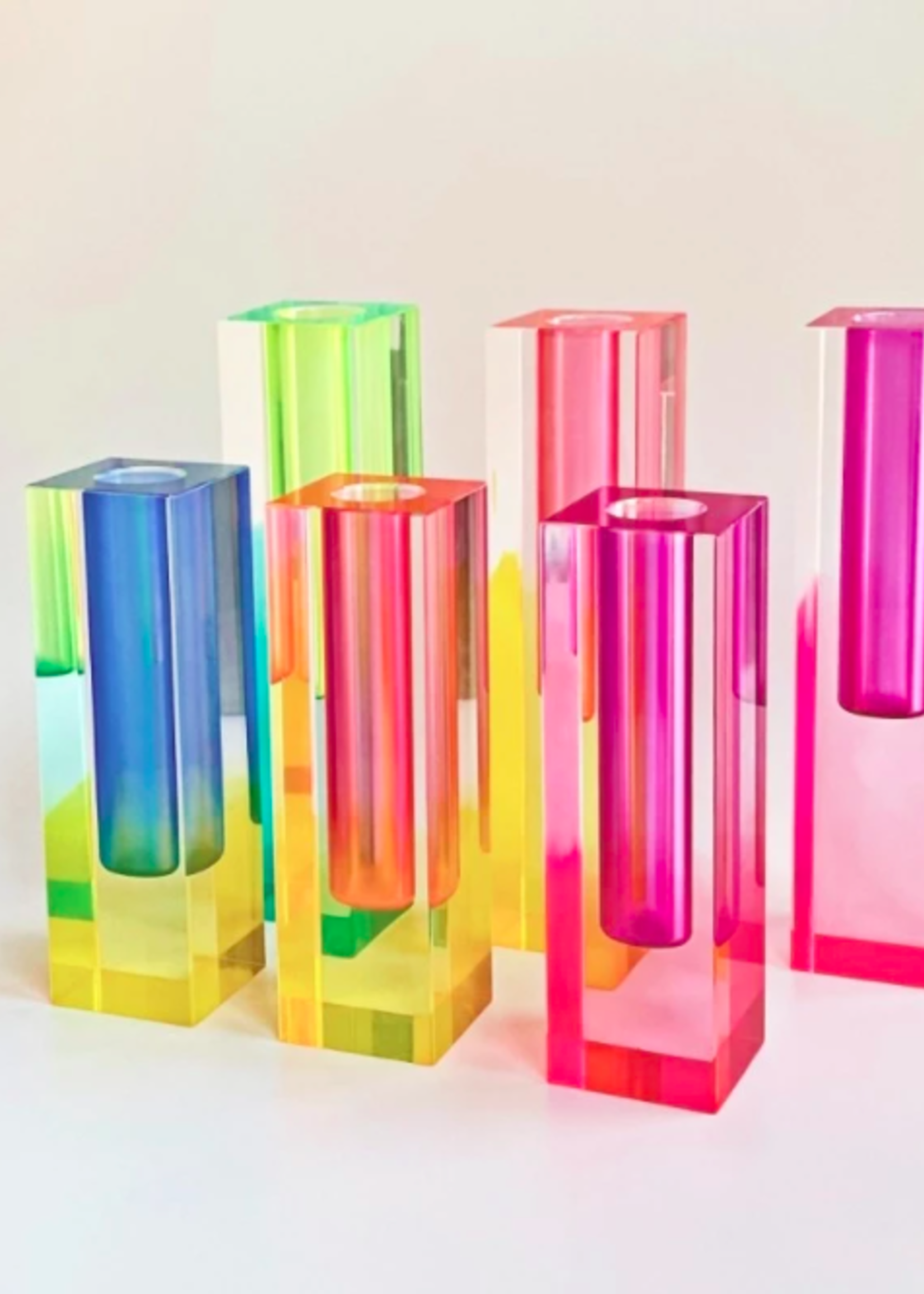 Crystolver Acrylic Crystal Rainbow Color Bud Vase - Green Tall
