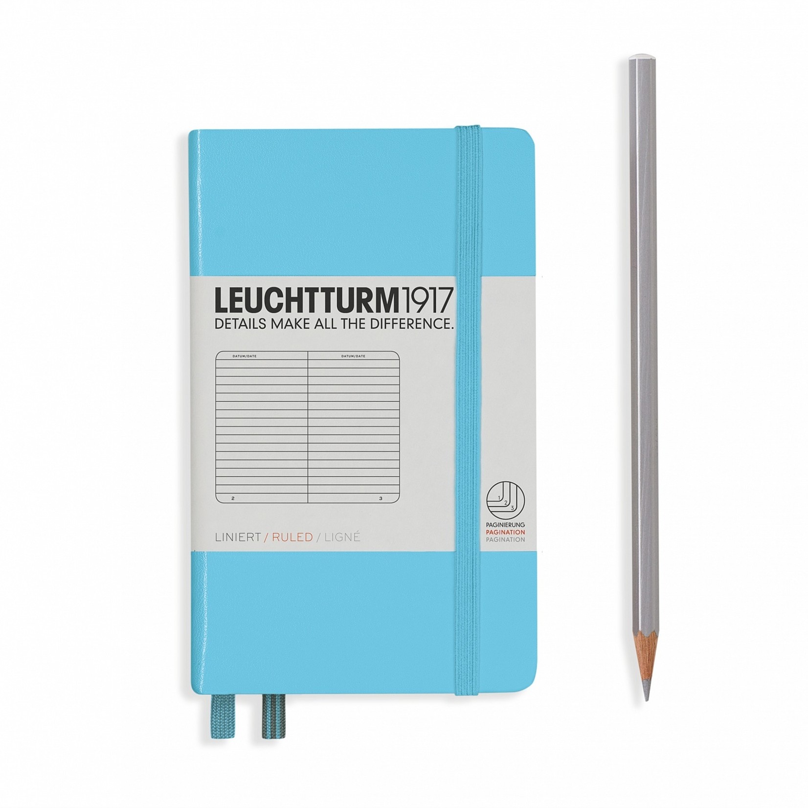 LEUCHTTURM1917 Notebook Hardcover Pocket (A6) - 187 pages-  Ice Blue/Ruled