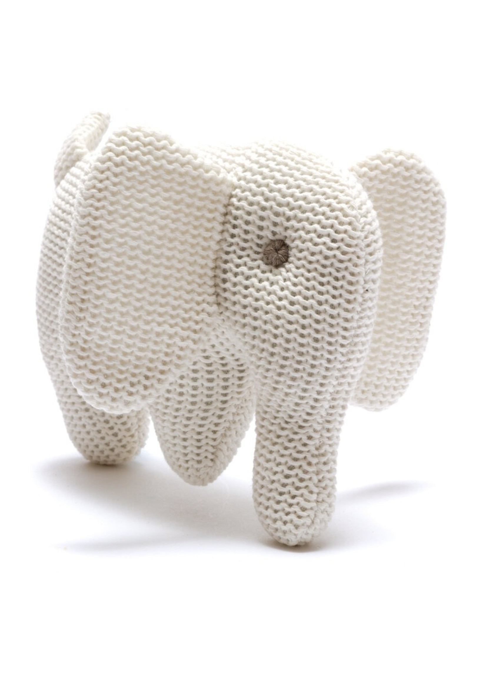 Best Years Ltd Knitted Organic Cotton White Elephant Baby Rattle