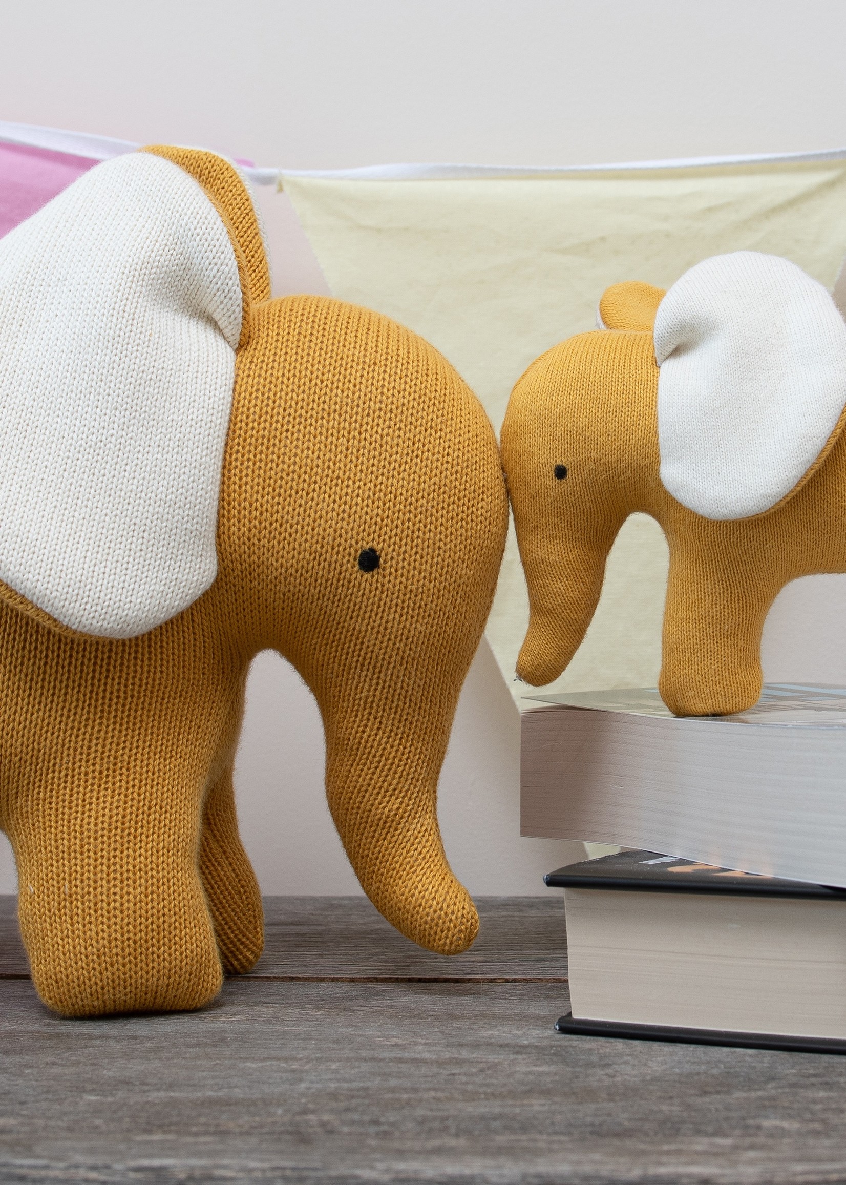 Best Years Ltd Small Knitted Organic Cotton Mustard Elephant Plush Toy