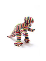Best Years Ltd Knitted Rainbow Stripe T Rex Dinosaur Plush Toy