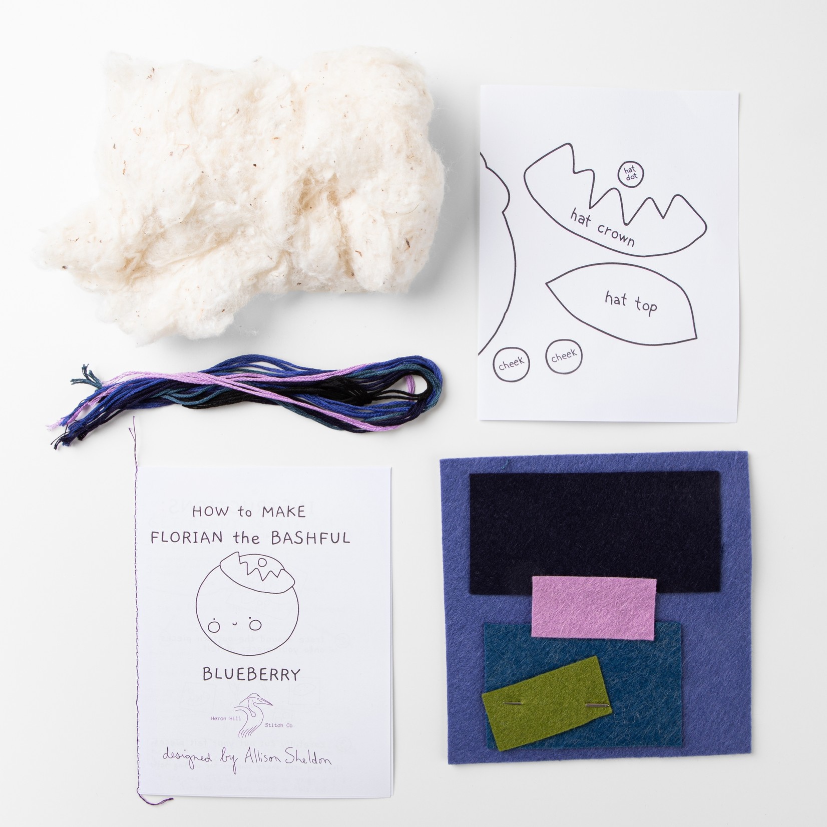 Heron Hill Stich Co DIY Stitch Kit: Florian the Bashful Blueberry
