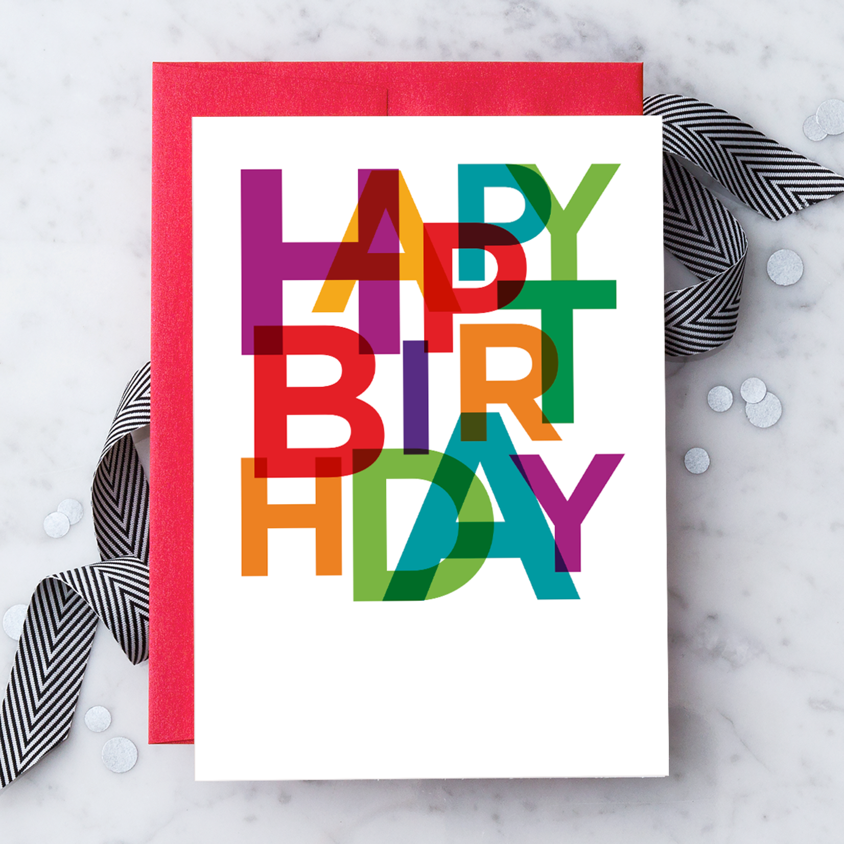 Design With Heart Happy Birthday Colorful Type Card