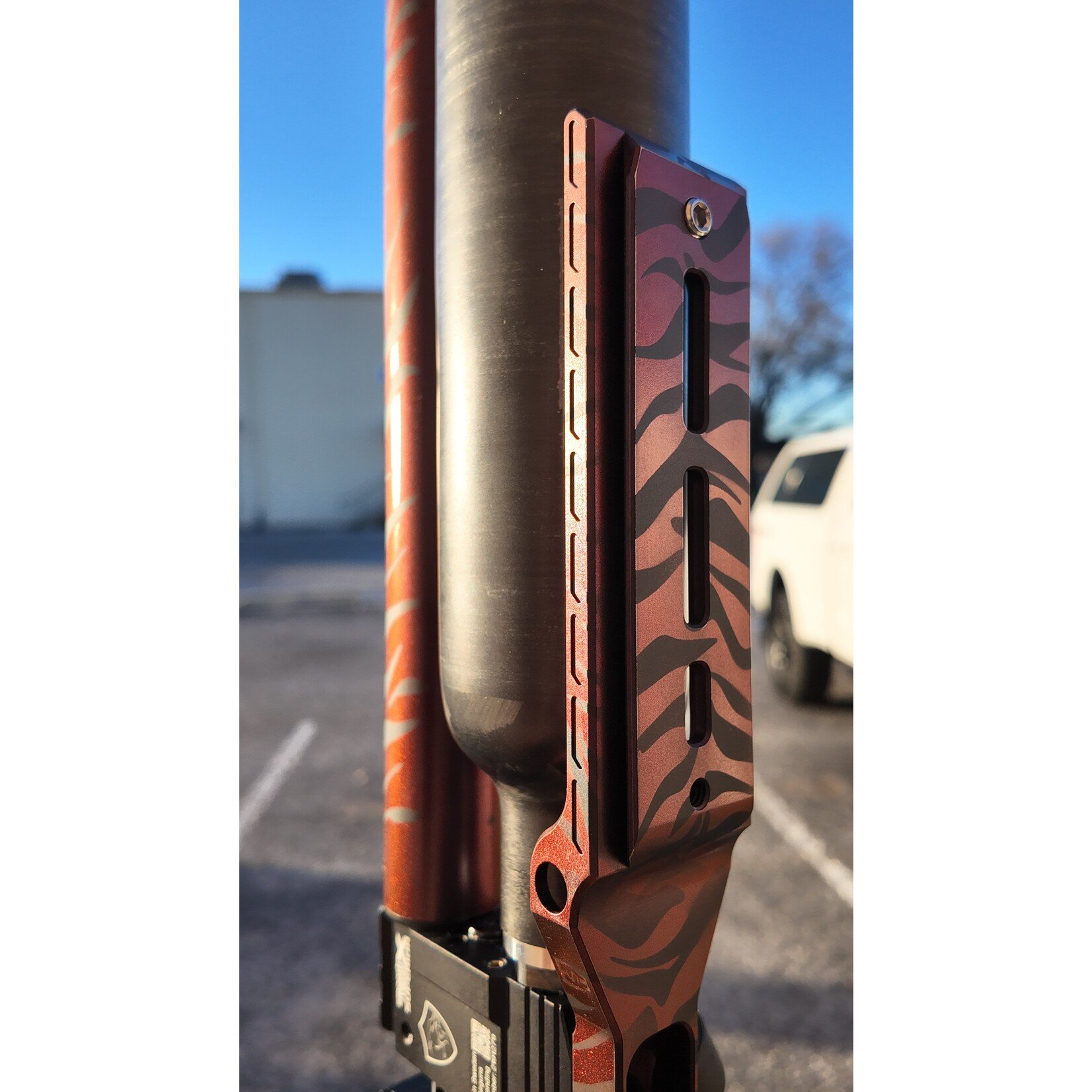 Custom Cerakote, Double Bottle Tiger Striped Panthera Hunter Compact .30cal