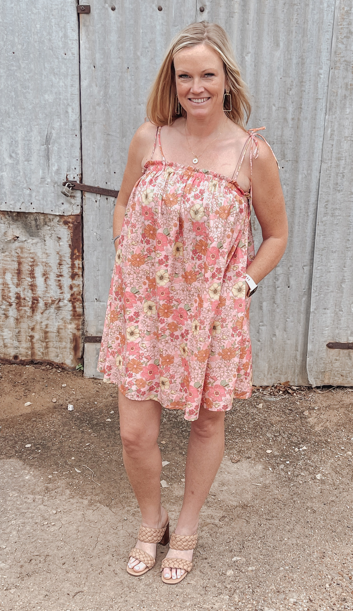 Floral Self Tie Mini Dress - Soco Boutique