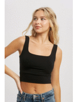 Double layered square neck crop top