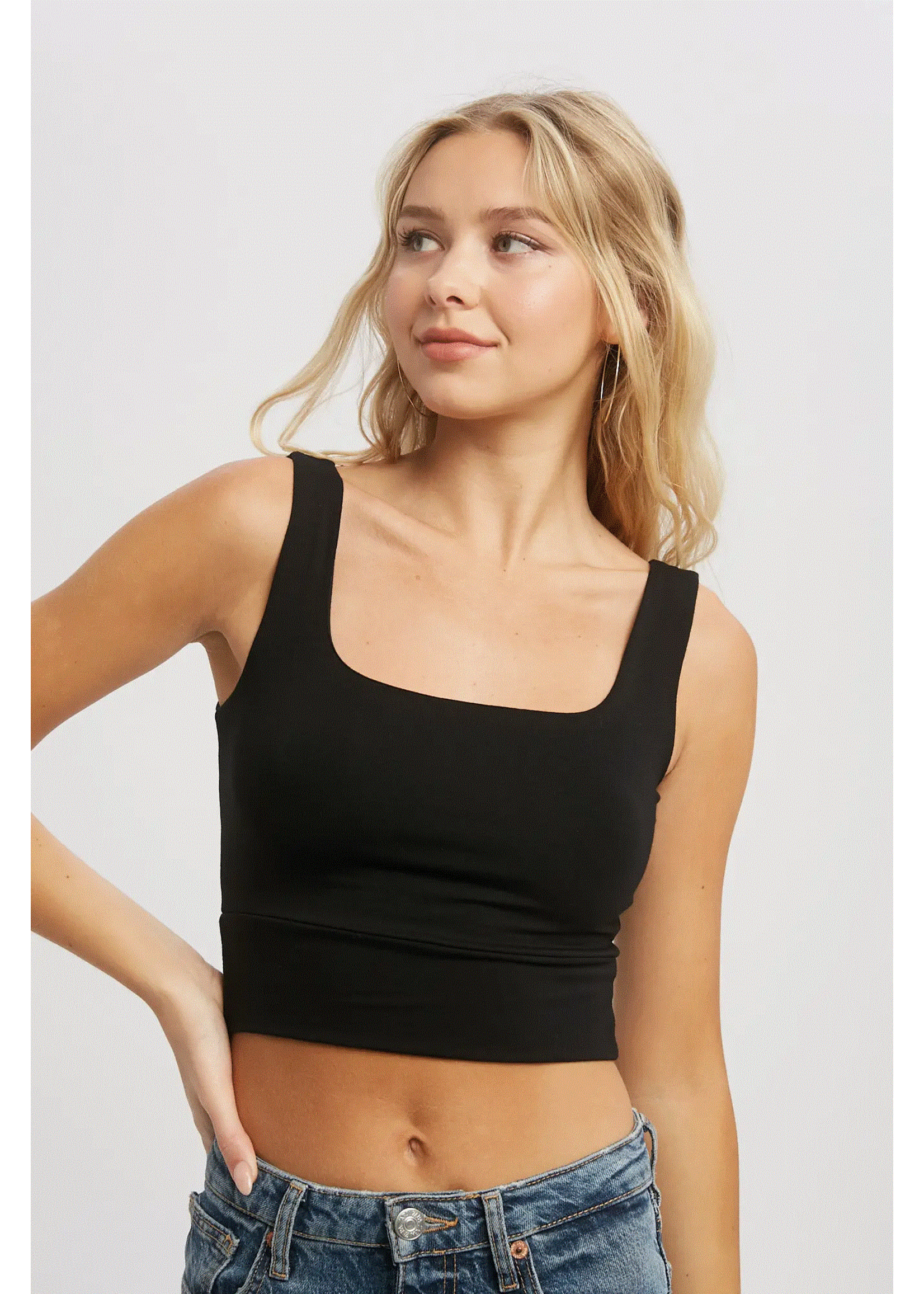 Double layered square neck crop top