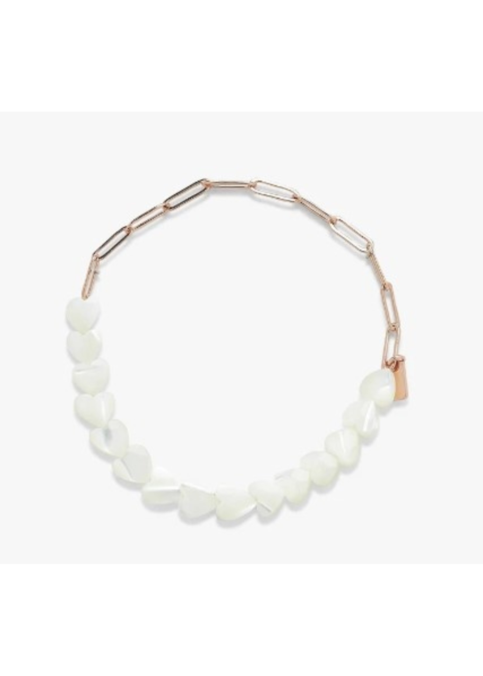 Pearl Heart Paperclip Chain Stretch Bracelet